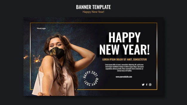 Free PSD banner template for new year celebration