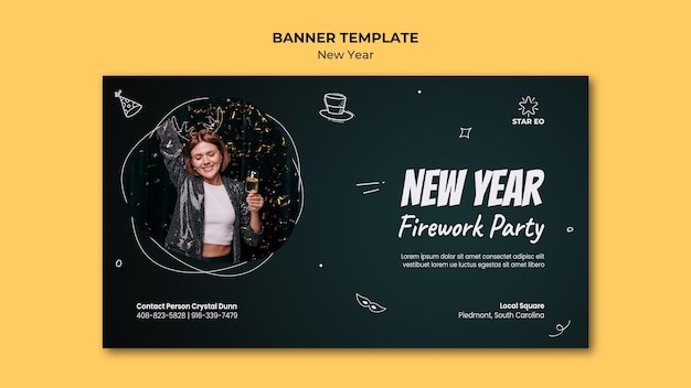 Free PSD banner template for new years party