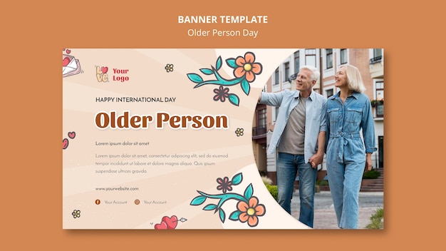 Free PSD banner template for older people assistance and care