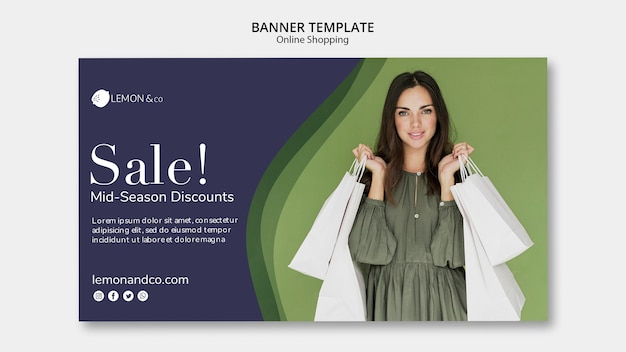 PSD gratuito modello di banner per la vendita di moda online