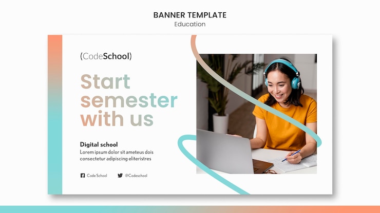 Free PSD banner template for online programming school