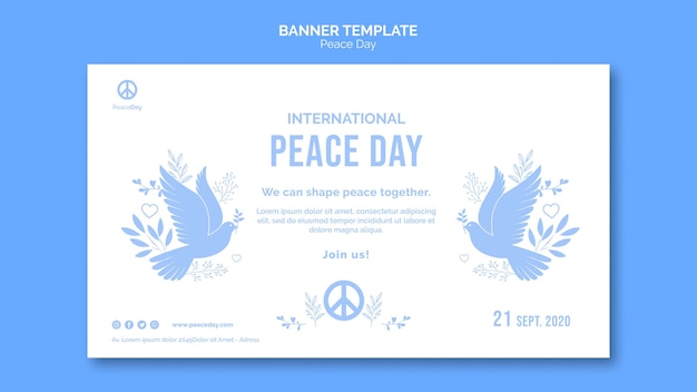 PSD gratuito modello di banner per la giornata della pace