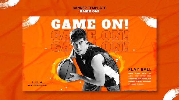 Banner template for playing basketball