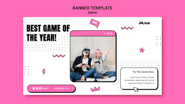 banner template for playing video games