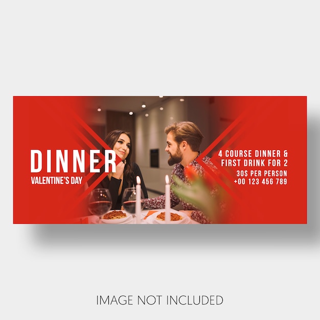 Free PSD banner template restaurant couple valentine's day