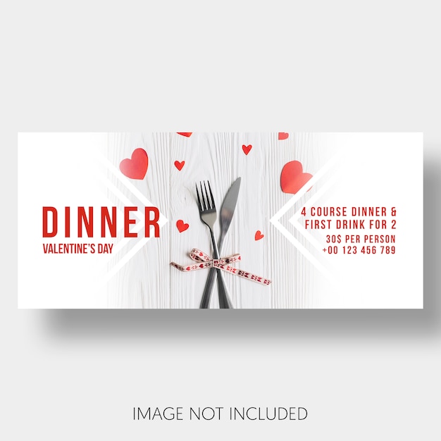 Banner template restaurant couple valentine's day