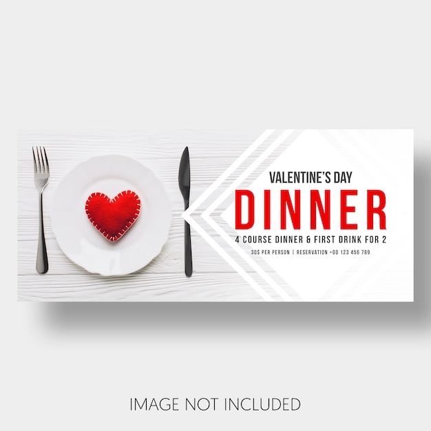 Free PSD banner template restaurant valentine's day