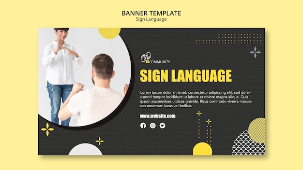 Banner template for sign language communication