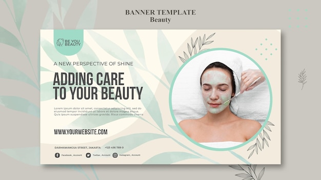 banner template for skincare and beauty with woman