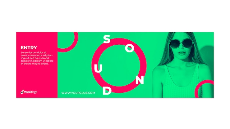 Free PSD banner template for sound festival