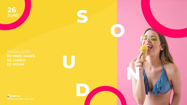 Free PSD banner template for sound festival