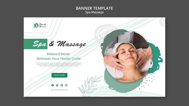 Free PSD banner template for spa massage with woman