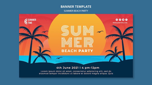 Шаблон баннера для летней пляжной вечеринки