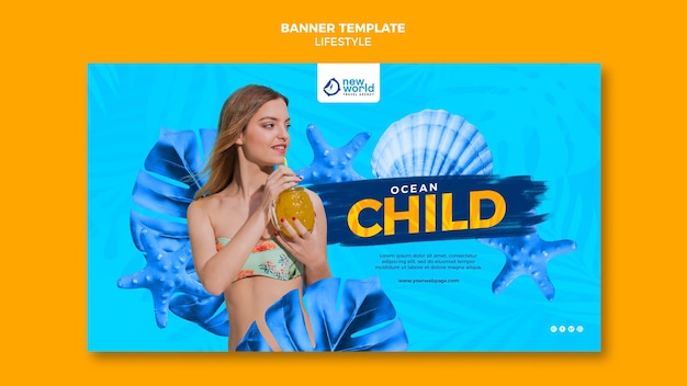 Banner template for summer beach vacation