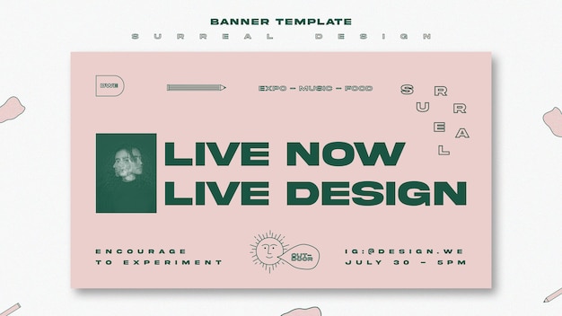 PSD gratuito evento di design surreale modello di banner