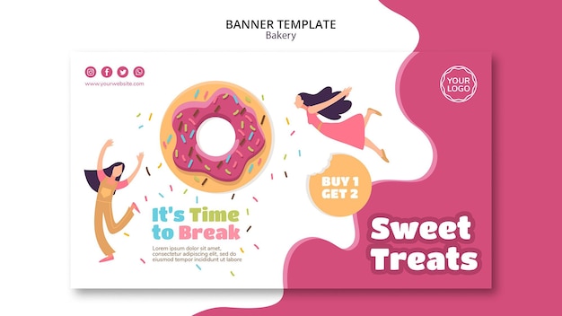 Banner template for sweet baked donuts