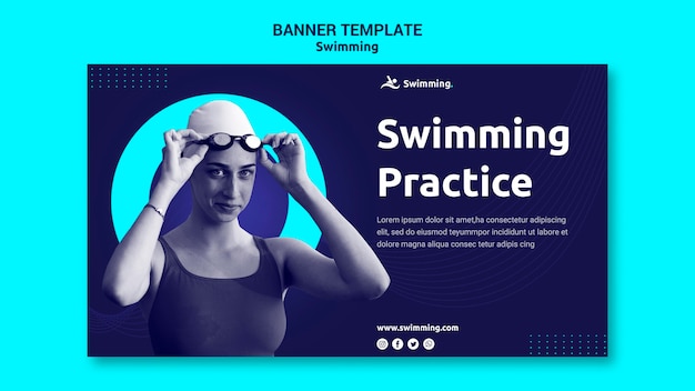 Banner template for swimming with female swimmer