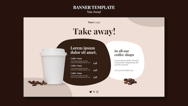 Modello di banner per caffè da asporto