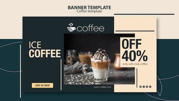 Free PSD banner template theme with coffee