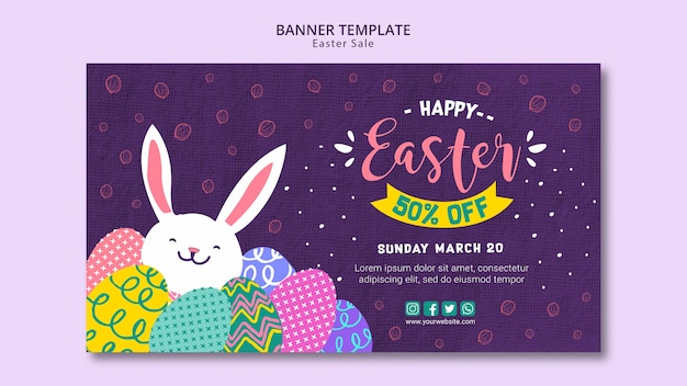 Tema del modello dell'insegna con le vendite di pasqua