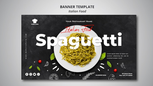 Banner template for traditional italian food restaurant