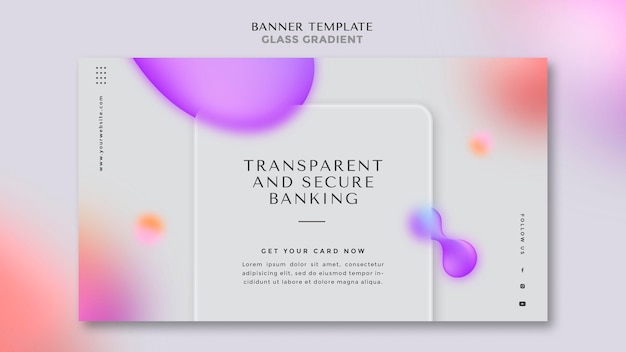 PSD gratuito modello di banner per operazioni bancarie trasparenti e sicure