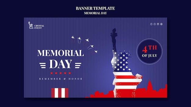Banner template for usa memorial day Free Psd