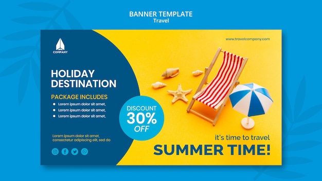 Free PSD banner template for vacation traveling