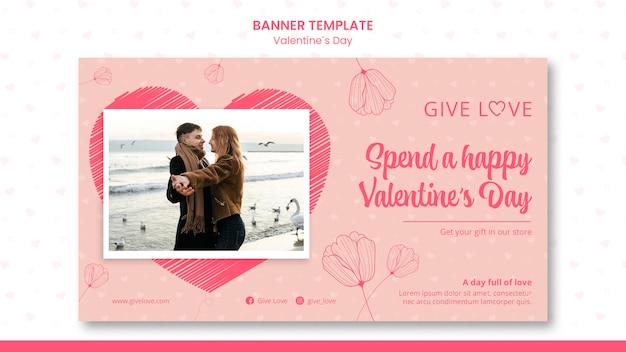 PSD gratuito modello di banner per san valentino con foto di coppia