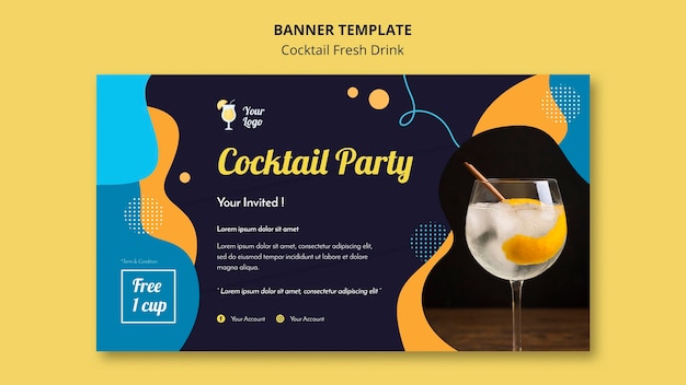 PSD gratuito modello di banner per varietà di cocktail