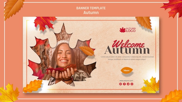 Free PSD banner template for welcoming autumn season