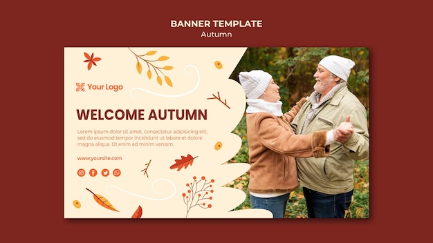 PSD gratuito modello di banner per accogliere la stagione autunnale