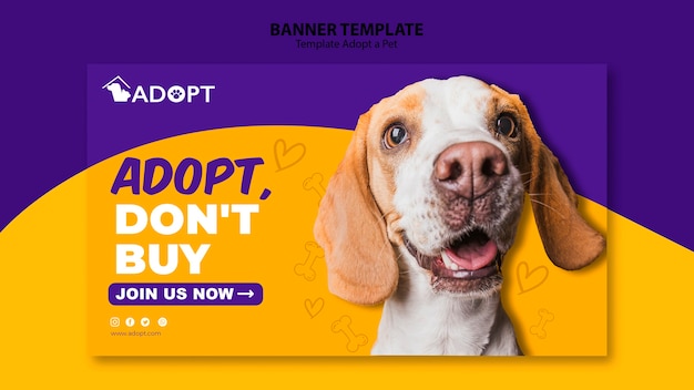 Free PSD banner template with adopt pet design