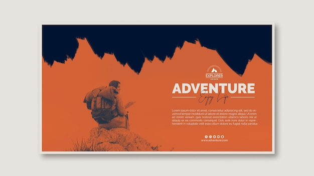 Free PSD banner template with adventure concept