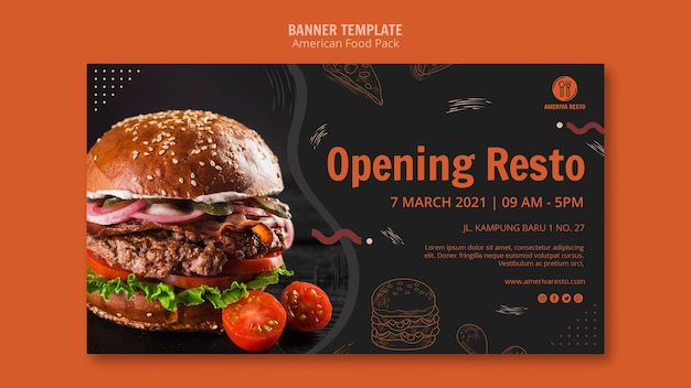 Banner template with american food