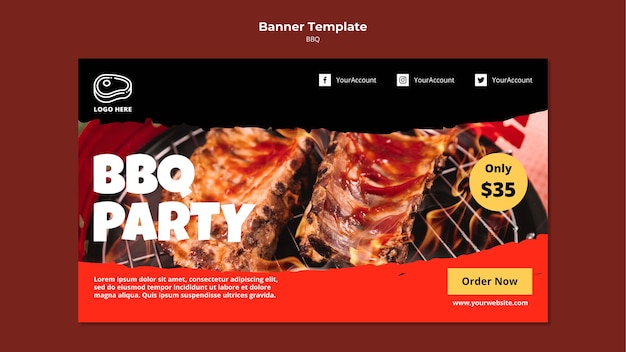 Free PSD banner template with barbeque design