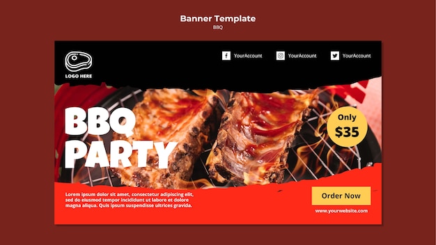 無料PSD バーベキューデザインのバナーテンプレート