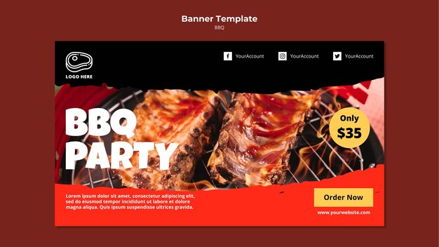 Banner template with barbeque design