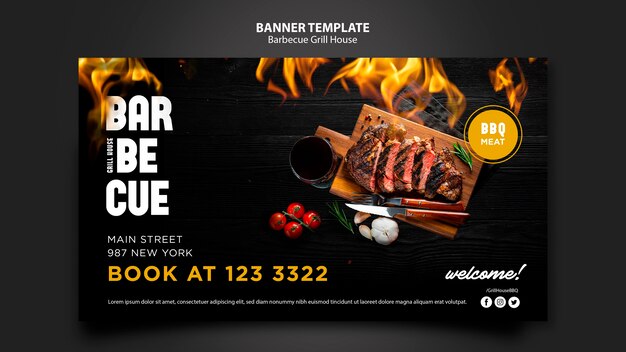 Banner template with barbeque