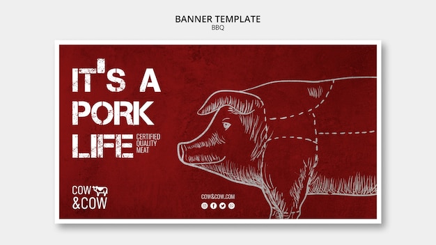 Free PSD banner template with bbq concept