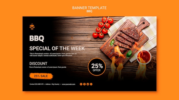 Free PSD banner template with bbq concept