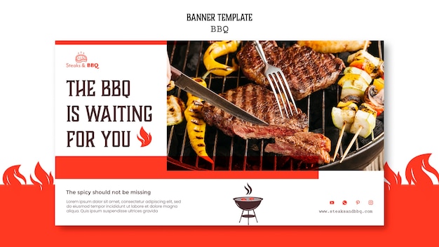 Free PSD banner template with bbq design