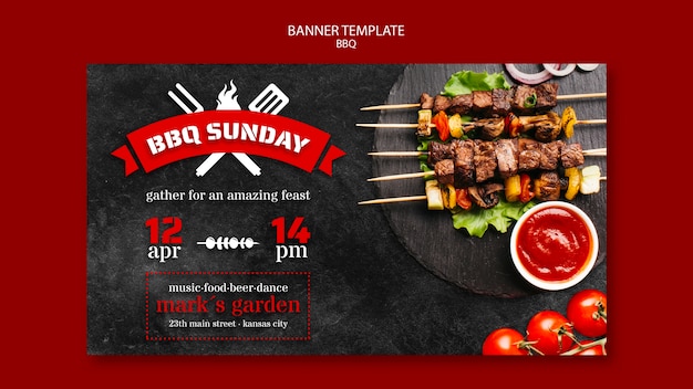 PSD gratuito modello di banner con tema bbq