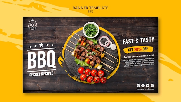 Free PSD banner template with bbq theme