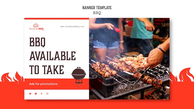 Free PSD banner template with bbq