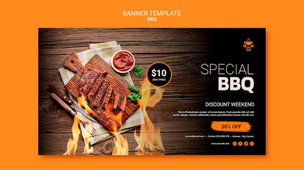 Free PSD banner template with bbq