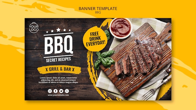 Free PSD banner template with bbq