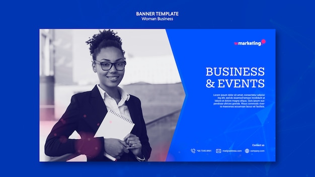 Banner Template with Business Woman – Free PSD Download