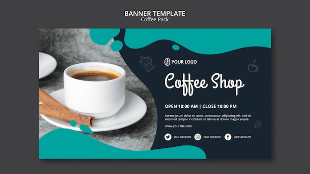 Banner template with coffee design Free Psd