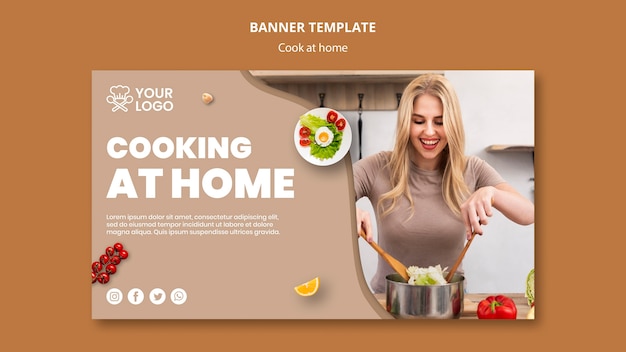 Free PSD banner template with cooking concept